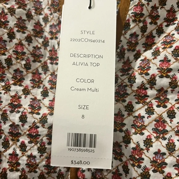 New with Tags Veronica Beard Alivia Floral Print Blouse Size 8 - Picture 7 of 8